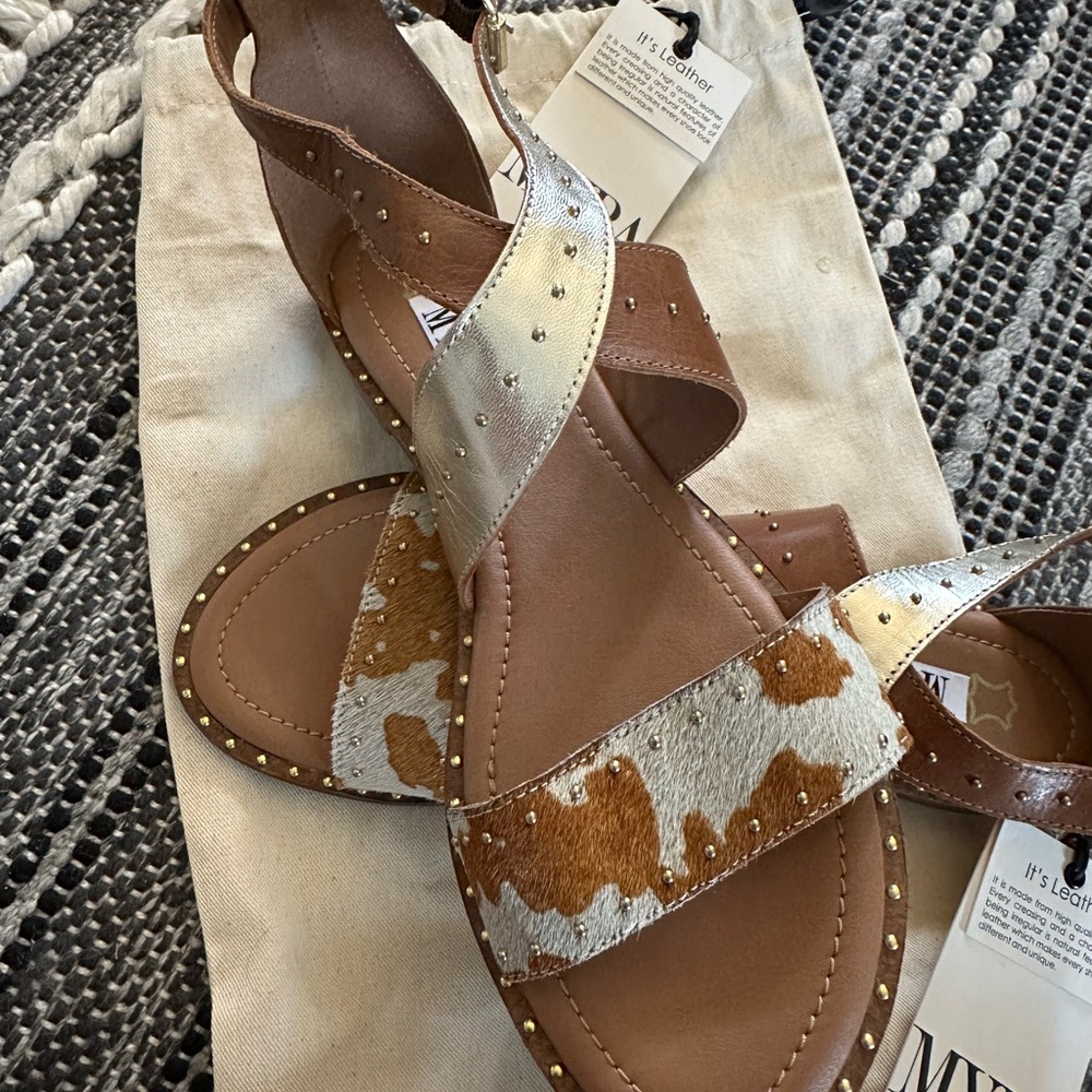 Myra Bag’s Cow Print Strappy Sandals - size 9 & 10